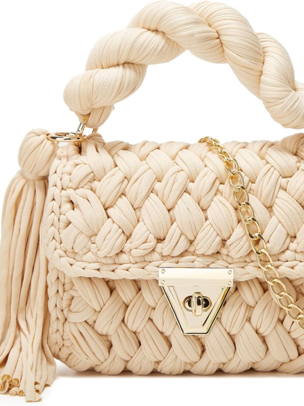 Chunky Yarn Knit Crochet Tote Purse Crossbody Bags for Women - Handwoven Evening